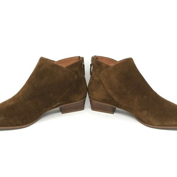 Aquatalia Ankle Booties Brown Leather Cuban Heel 7 - Picture 3 of 8